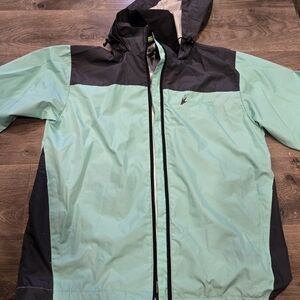 Women's Frogg Toggs Mint Green and Black Hooded Windbreaker